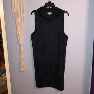 Navy Blue Suede Sleeveless Dress WITH POCKETS